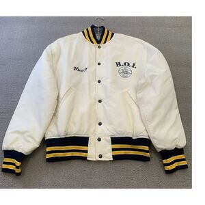 Vintage Maple Men's M White Black Yellow‎ Varsity Jacket Athletic Sportswear